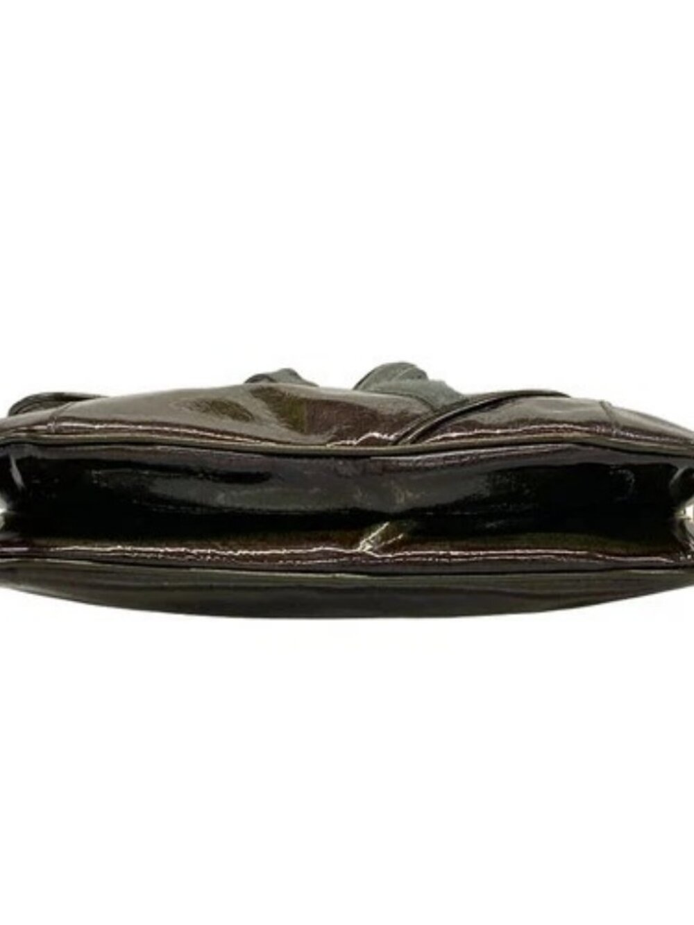 DIOR/ChristianDior Double Saddle Bag Dark Brown Patent Leather Shoulder Bag - Picture 5 of 15